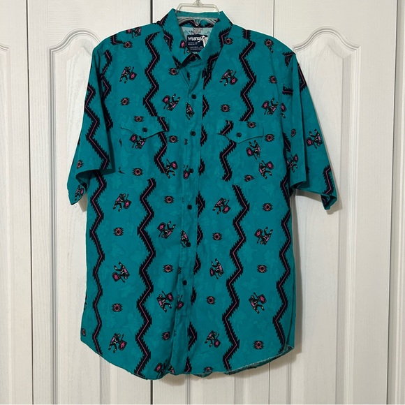 Wrangler Men’s Made in the USA Vintage Aztec Casual Button Down | Size XL 17.5” - Picture 1 of 9
